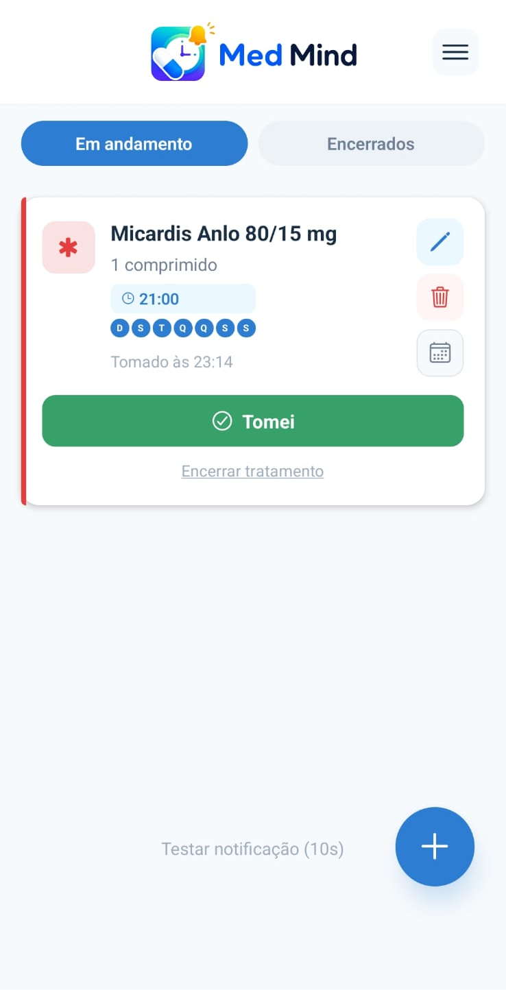 Tela inicial Med Mind